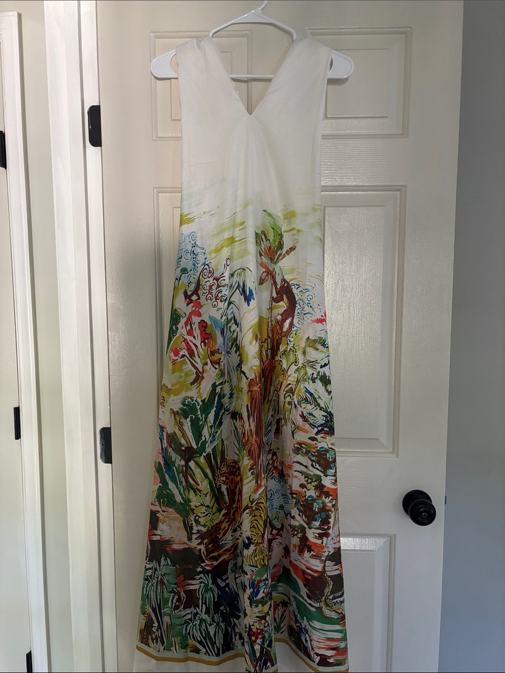 Commense White Maxi Dress with Multicolor Floral Print